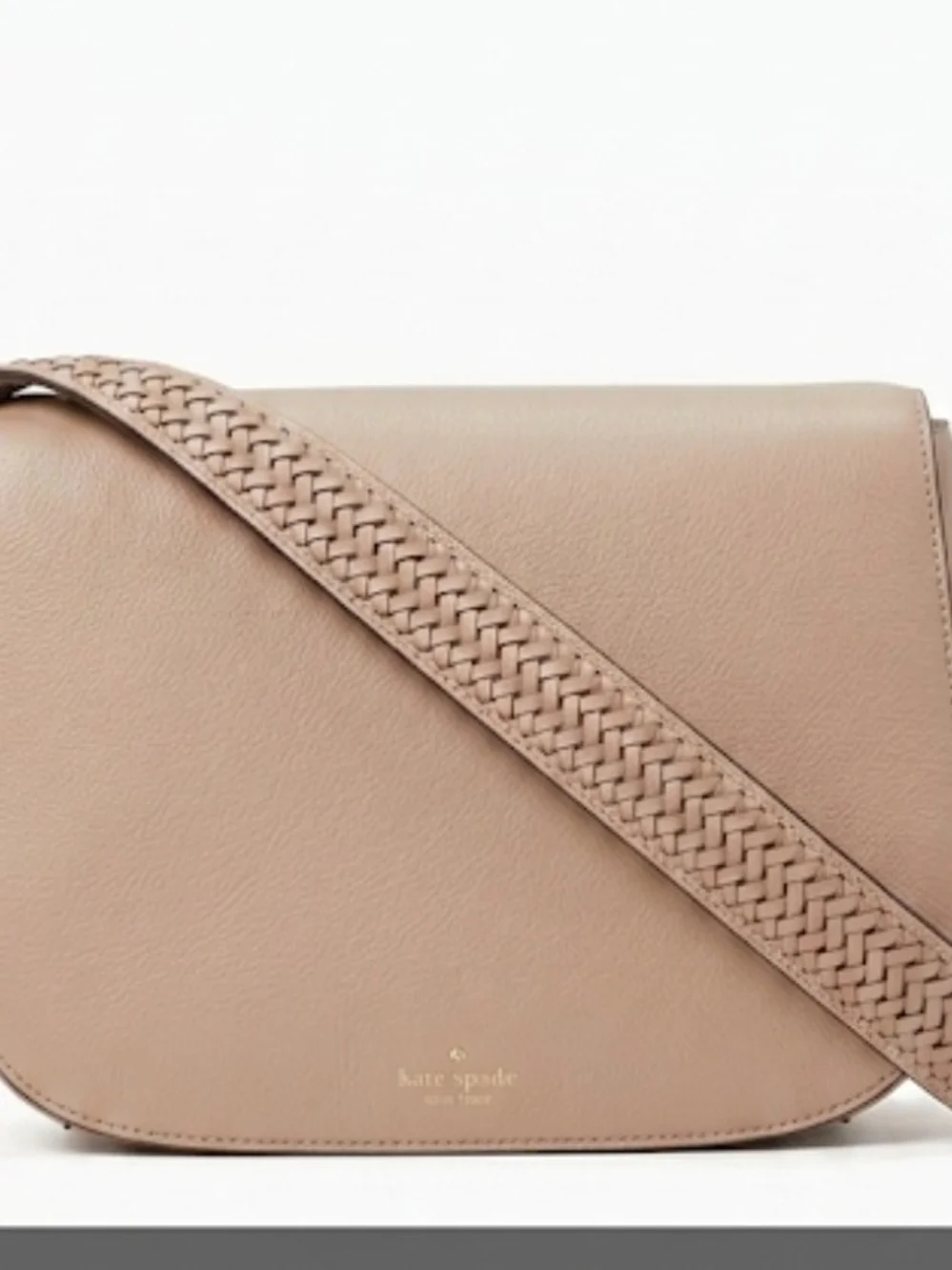 kate spade taupe woven-strap leather crossbody